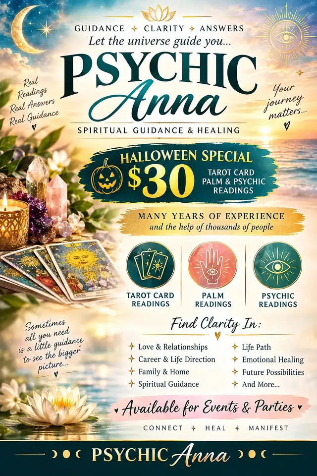 pSYCHIC Anna spiritual guidance and healing $30 Halloween speci