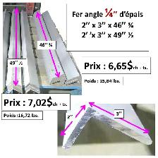 Fer angle 1/4''x 3''x3'' x48'' 3/4 et autres... voir photos - Photo 2