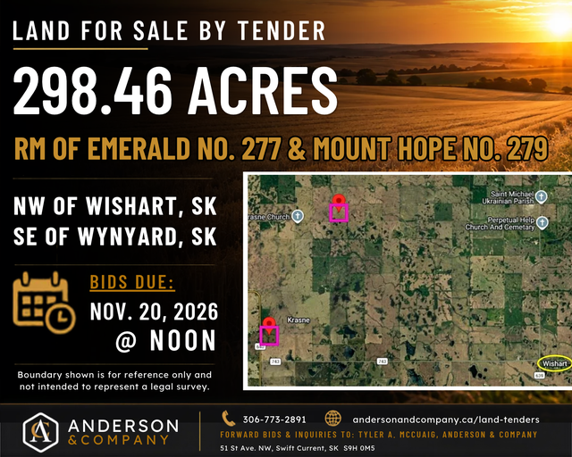 Land Tender  - RM Nos. 277 & 279 - SE of Wynyard, SK