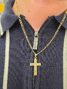 10k yellow gold chain & pendant - Photo 3