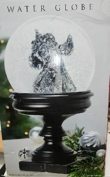 Silver Santa with a Sack Water Globe Blowing Circulating Snow, B
