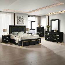 VELVET BED  DEEP VERTICAL TUFTING ON HEADBOARD AND GOLD ACCENT.. - Photo 6