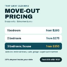 MOVE-OUT CLEANS – Edmonton | Booking now for Oct 31 & Nov 1
