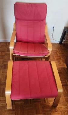 Armchair – IKEA POÄNG Armchair   Footstool – Birch Veneer / Red - Photo 2