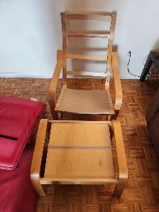 Armchair – IKEA POÄNG Armchair   Footstool – Birch Veneer / Red - Photo 3