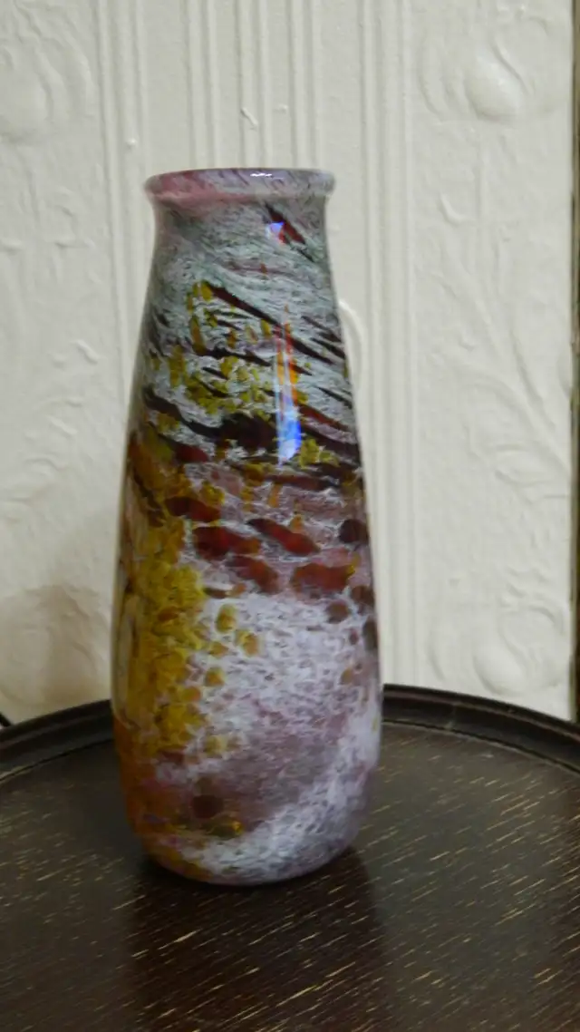Vase Pâte de Verre France Couleur Amethyste (Violet) 8 Pouces