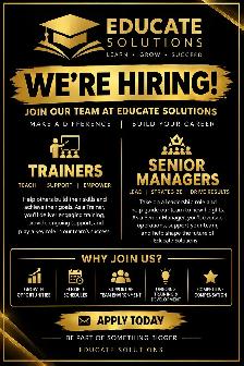 New location hiring for Trainers and Senior Managers