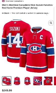 HOCKEY JERSEY Men's Montreal Canadiens Nick Suzuki Fanatics ReD
