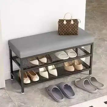 Brand New Modern Black Metal Shoe Storage Bench Special $49