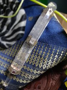 Traditional Himalayan Clear Quartz Crystal  Brass-Plated Wand