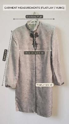 Mens Grey Embroidered Sherwani Kurta - Photo 3