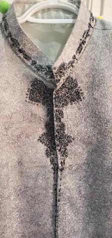 Mens Grey Embroidered Sherwani Kurta - Photo 8