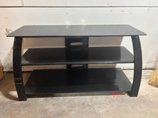 Black glass TV stand