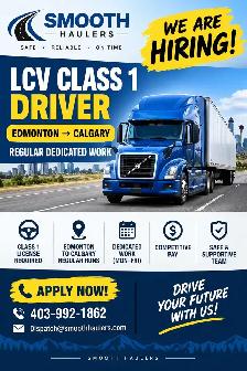 Hiring class 1 Turnpike Driver (LCV Calgary)