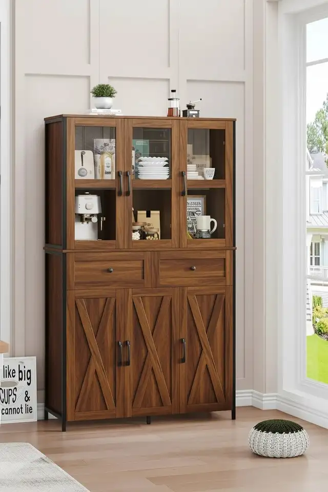 Brand New 41.3" Large Pantry Cabinet w. Clear Glass Doors $269