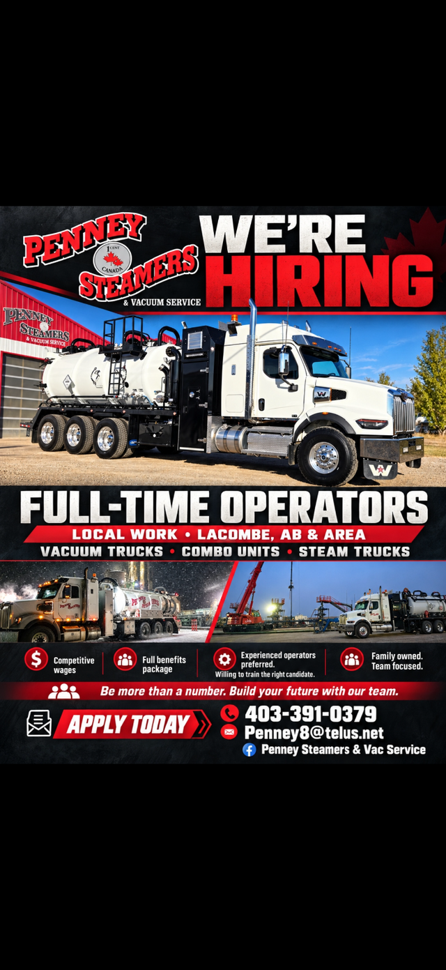 Steam truck / vacuum truck drivers needed