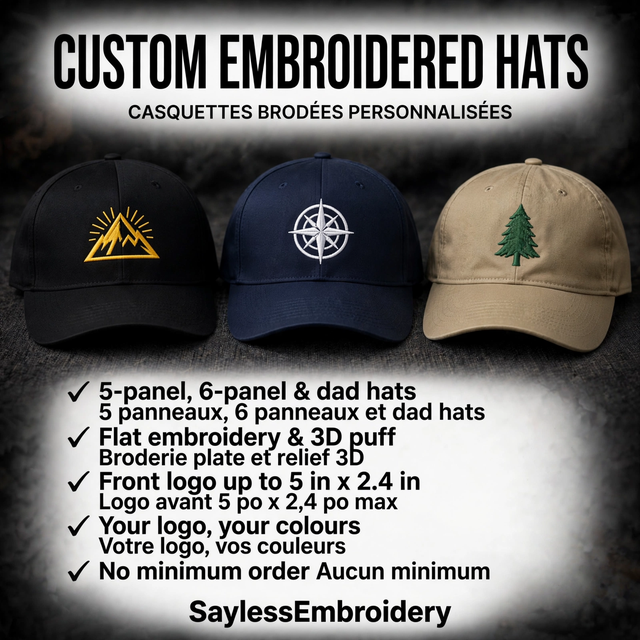 Custom Embroidered Hats — Trucker, Dad Hat, 3D Puff | Min 10 Pcs