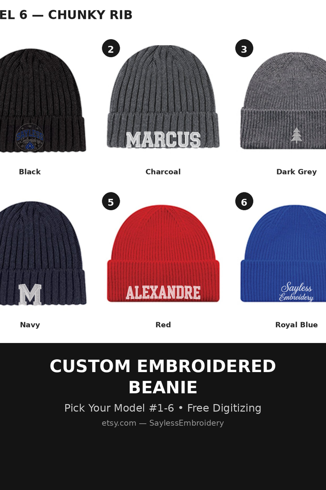 Custom Embroidered Beanie Toque — Name or Logo | Min 10 Pcs