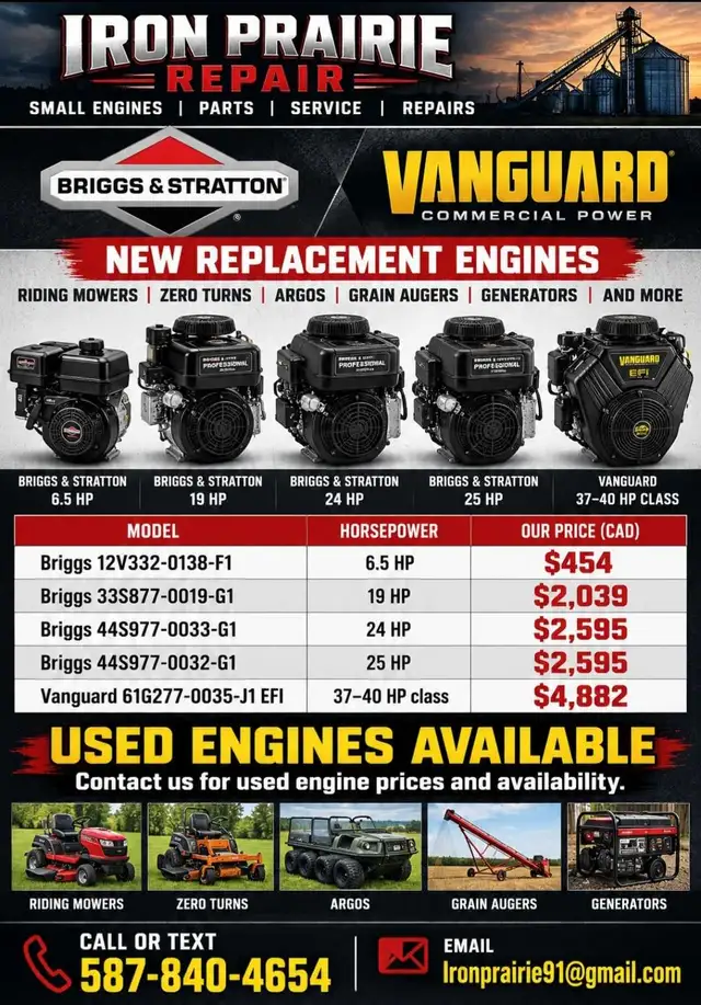 New and used small engines.