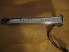 CHROME PLATED SAINT JOHN RAILROAD SPIKE BOTTLE OPENER MINT COND