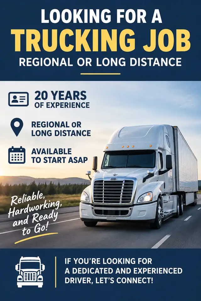 Class 1 truck driver looking for a job