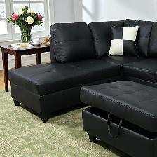 New Black Sectional Sofa With LHF Storage Ottoman Amazing Offer - Photo 3