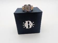 (B6011) Sterling Silver 925 Two Tone Heart Ring Engraved I Lo...