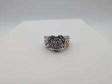 (B6011) Sterling Silver 925 Two Tone Heart Ring Engraved I Lo... - Photo 2