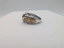 (B6011) Sterling Silver 925 Two Tone Heart Ring Engraved I Lo... - Photo 3