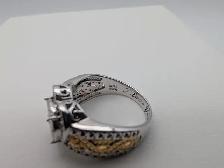 (B6011) Sterling Silver 925 Two Tone Heart Ring Engraved I Lo... - Photo 6