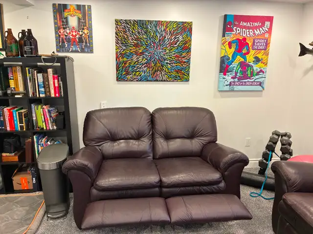 Leather La Z Boy reclining Sofa and Loveseat.