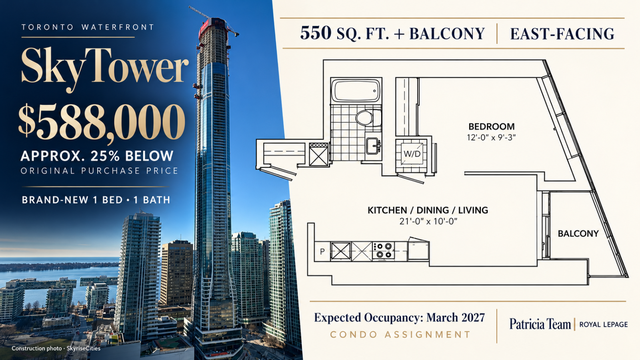 SkyTower 1 Bed 1Bath Assignment $588K | 25% OFF | East Facing