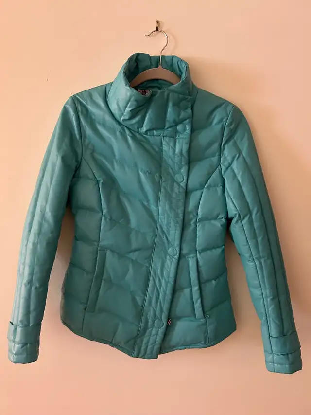 Danier Genuine Leather Down Jacket – Turquoise – Size 2XS