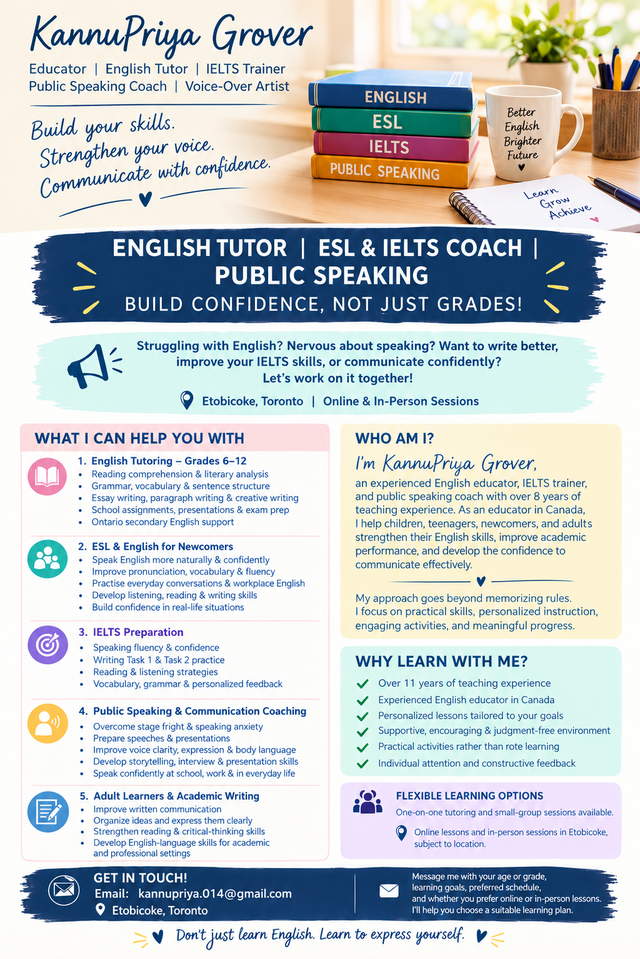 ENGLISH TUTOR | ESL & IELTS COACH | PUBLIC SPEAKING
