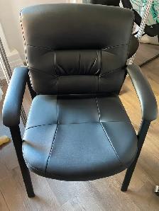 Black Leather Guest Reception Chair with Black Frame Finish - Photo 3