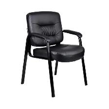 Black Leather Guest Reception Chair with Black Frame Finish - Photo 4