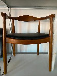 Presidential Round Dining Arm Chair Wood Frame -Black PU Seat