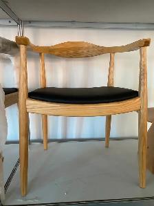 Presidential Round Dining Arm Chair Wood Frame -Black PU Seat - Photo 2