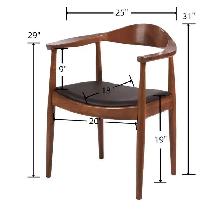 Presidential Round Dining Arm Chair Wood Frame -Black PU Seat - Photo 7