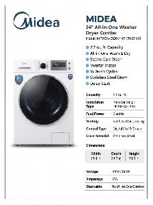 Midea 24' All-in-One Washer Dryer Combo — Ventless, Steam, 2.7 c