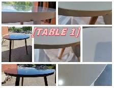 Round lacquered Dining table with solid beech wood legs