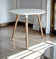 Round lacquered Dining table with solid beech wood legs - Photo 3