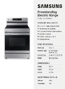 Samsung 30' Electric Range — 6.3 cu. ft., Convection, Glass Top