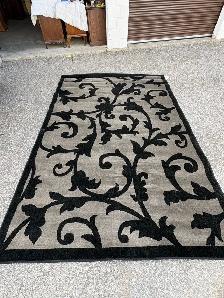 Free delivery used Black and Grey Floral Area Rug - Photo 2
