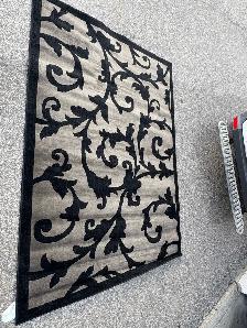 Free delivery used Black and Grey Floral Area Rug - Photo 3