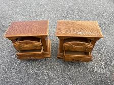 Free delivery used Set of Two Oak Nightstands - Photo 3