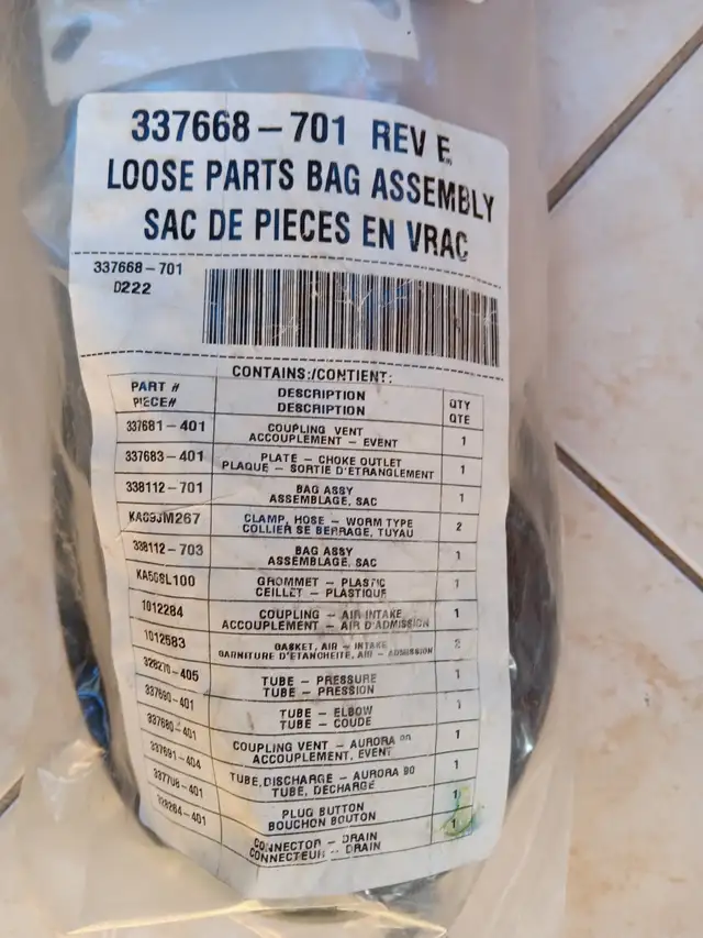 Fas1184517 / 337668-701 Loose parts bag