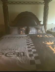 King size bedroom set lightly used /like new for sale .