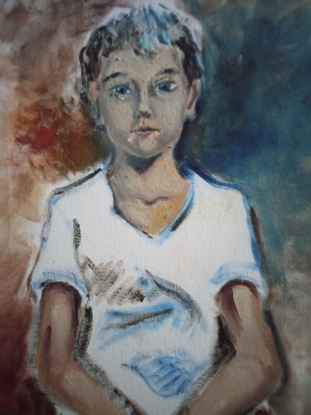 Painting Oil on Canvas Study Sitting Child
