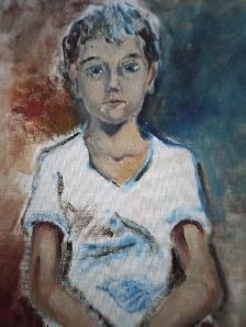 Painting Oil on Canvas Study Sitting Child
